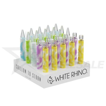 WHITE RHINO CHILLUM TO STRAW GLOW QUARTZ 25PCS