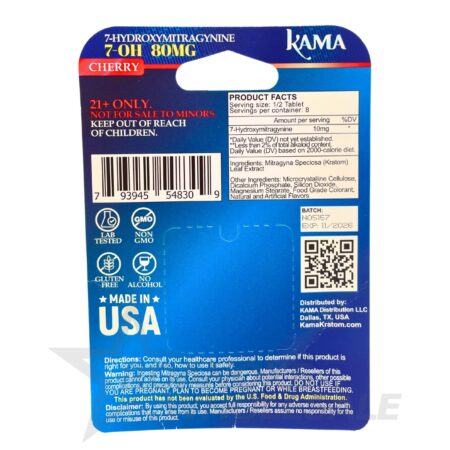 KAMA KRATOM ALKALOIDS 7-OH 80MG 4 TABLETS (CHERRY) - Image 2