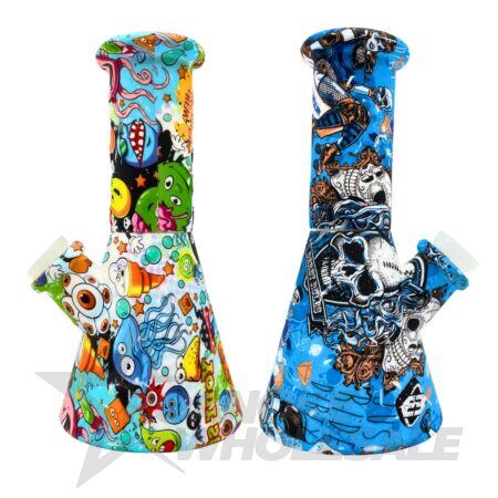 SILICONE WATER PIPE 7" GRAPHIC BEAKER - Image 2