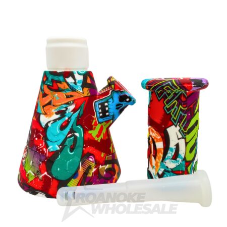 SILICONE WATER PIPE 7" GRAPHIC BEAKER - Image 3